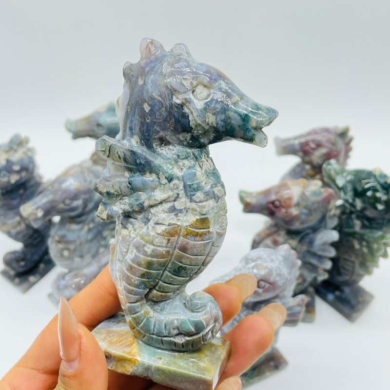 10 Pieces Cute Ocean Jasper Seahorse Carving -Wholesale Crystals