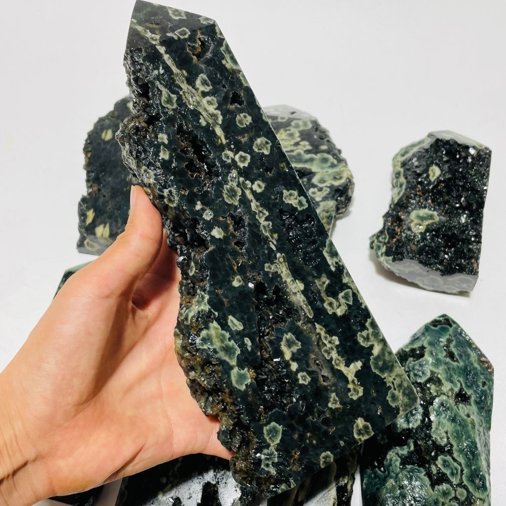 10 Pieces Green Sea Jasper Druzy Points -Wholesale Crystals