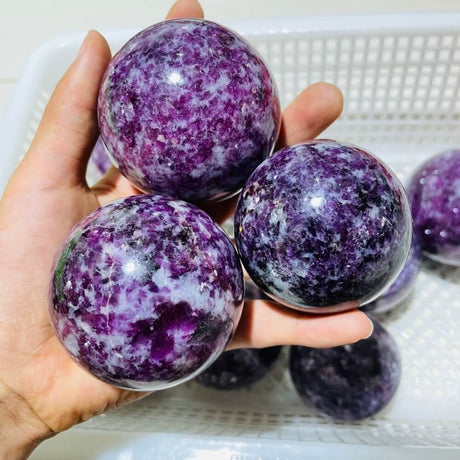 10 Pieces Spark Lepidolite Spheres -Wholesale Crystals