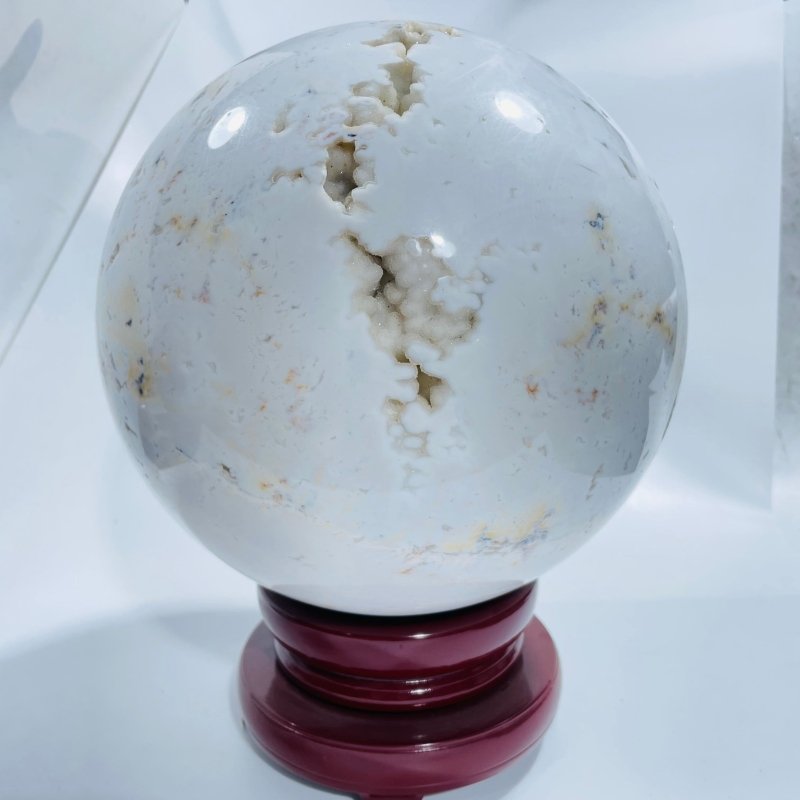 10.2inch Large White Rhyolite Geode Sphere - Wholesale Crystals