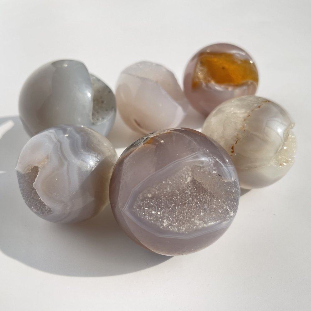 1.2-2in Druzy Agate Geode Smile Open Mouth Agate Sphere Ball Wholesale -Wholesale Crystals