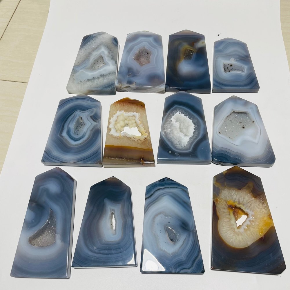 12 Pieces Agate Geode Druzy Tower Point Wholesale -Wholesale Crystals