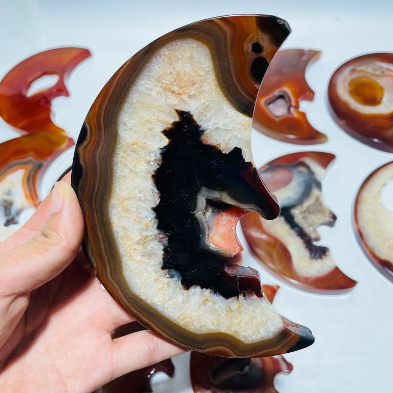 12 Pieces Large Carnelian Moon Face Carving -Wholesale Crystals