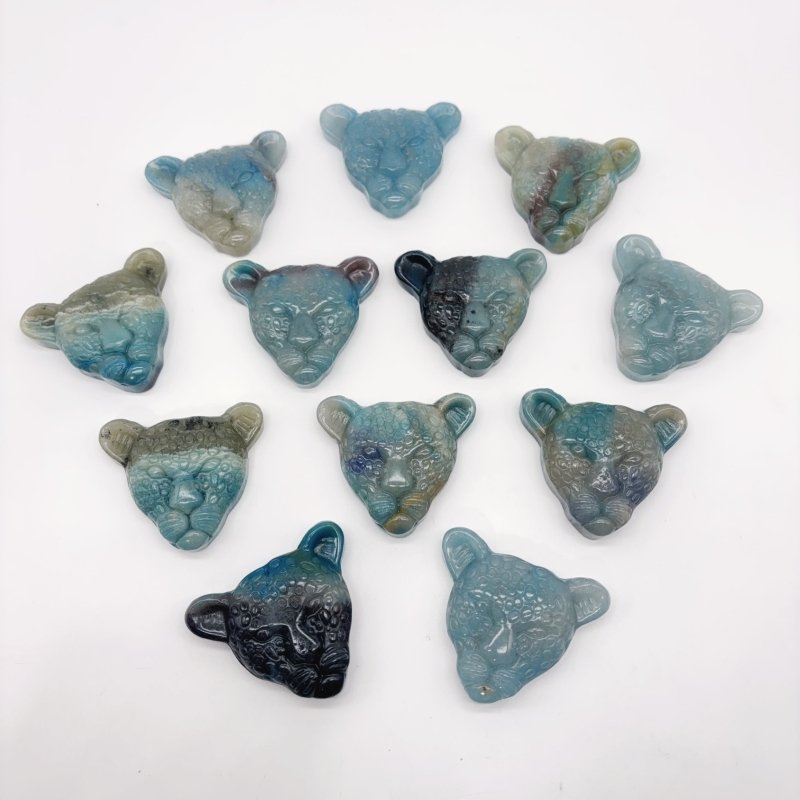 12 Pieces Trolleite Stone Leopard Head Crystal Carving -Wholesale Crystals