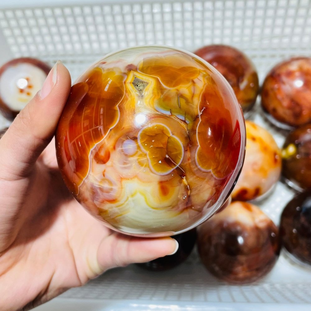 13 Pieces Large Carnelian Stone Spheres -Wholesale Crystals