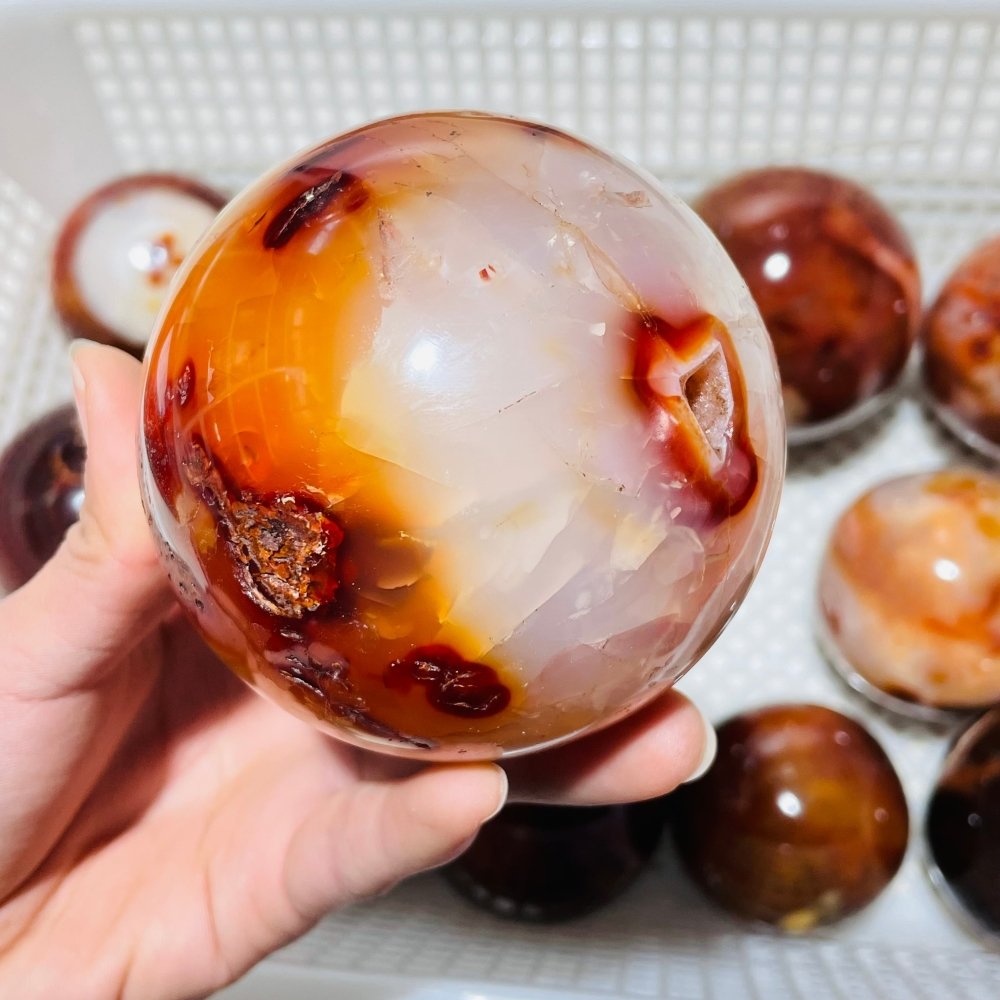 13 Pieces Large Carnelian Stone Spheres -Wholesale Crystals