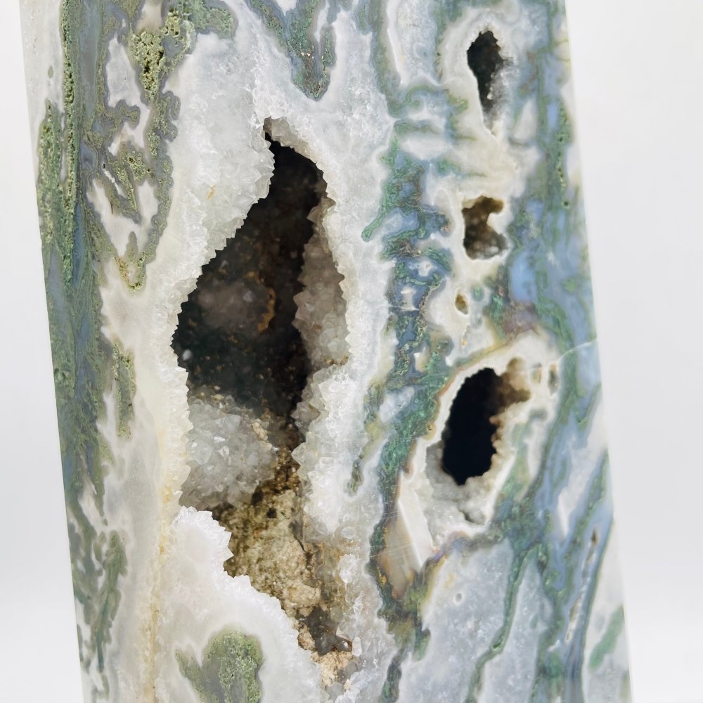 13in Large Unique Druzy Moss Agate Tower -Wholesale Crystals