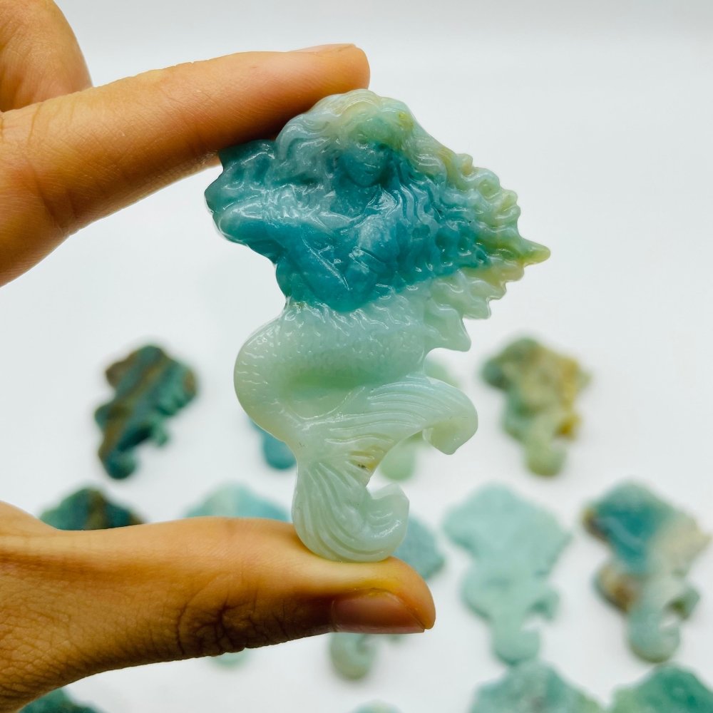 14 Pieces Caribbean Calcite Mermaid Carving -Wholesale Crystals