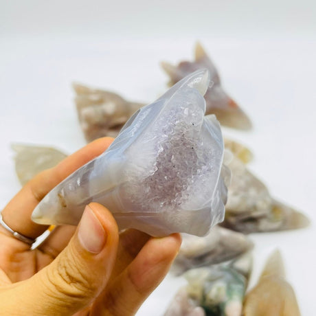 14 Pieces High Quality Sakura Flower Agate Dragon Bird Head Carving -Wholesale Crystals