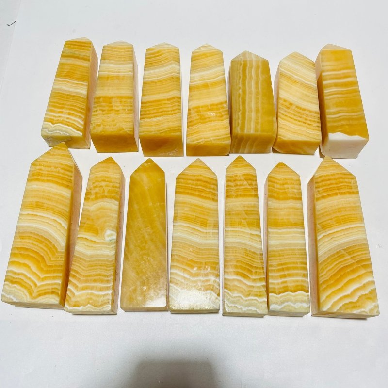 14 Pieces Yellow Calcite Tower Point -Wholesale Crystals