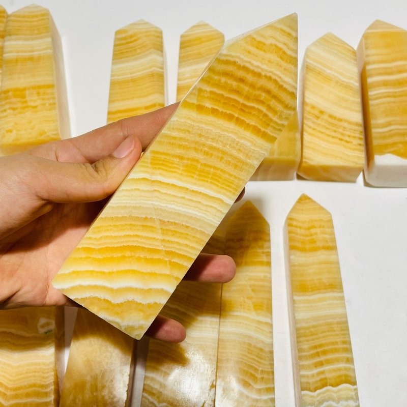 14 Pieces Yellow Calcite Tower Point -Wholesale Crystals