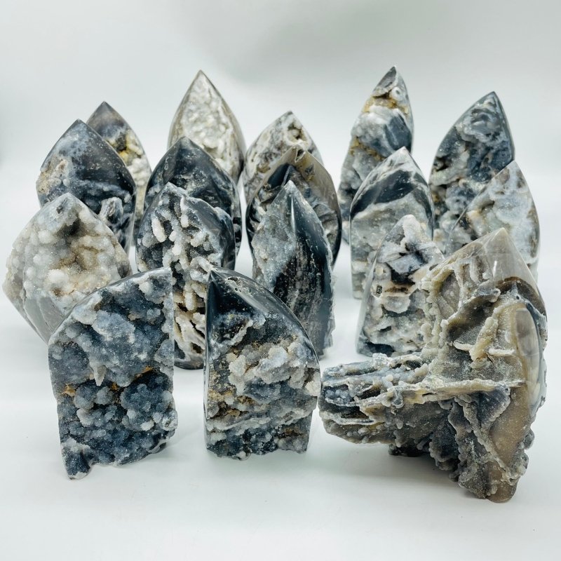 17 Pieces Druzy Sphalerite Ice Cream Shape Carving -Wholesale Crystals