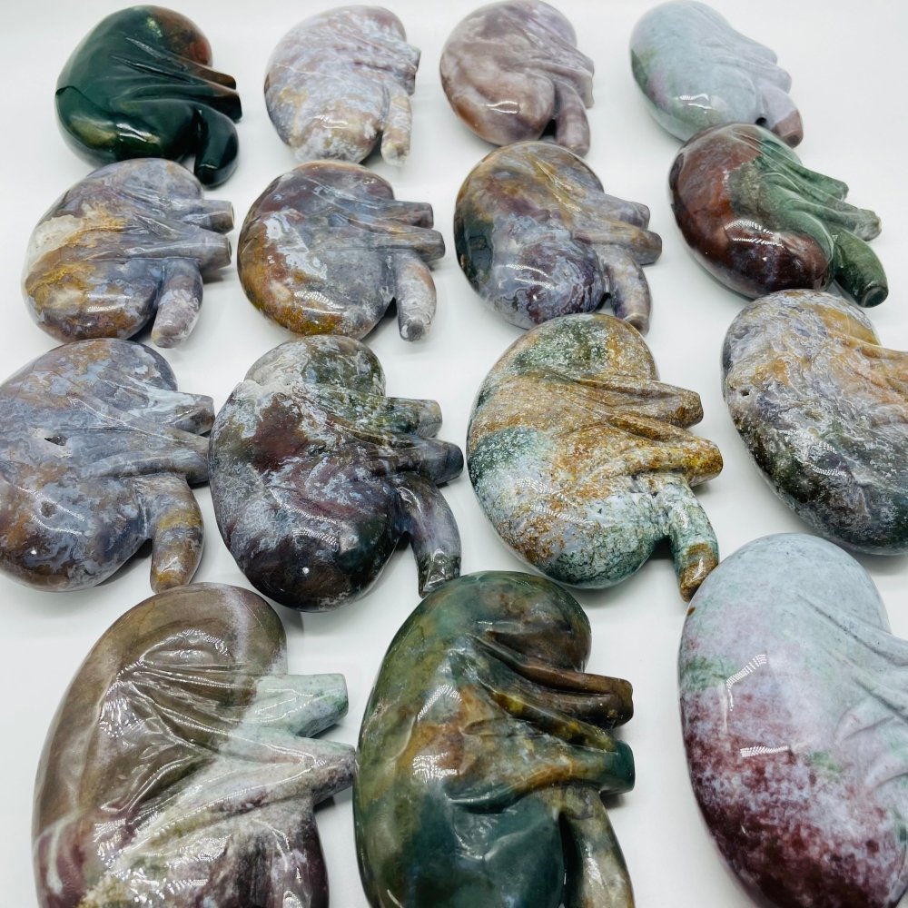 15 Pieces Ocean Jasper Kidney Carving -Wholesale Crystals