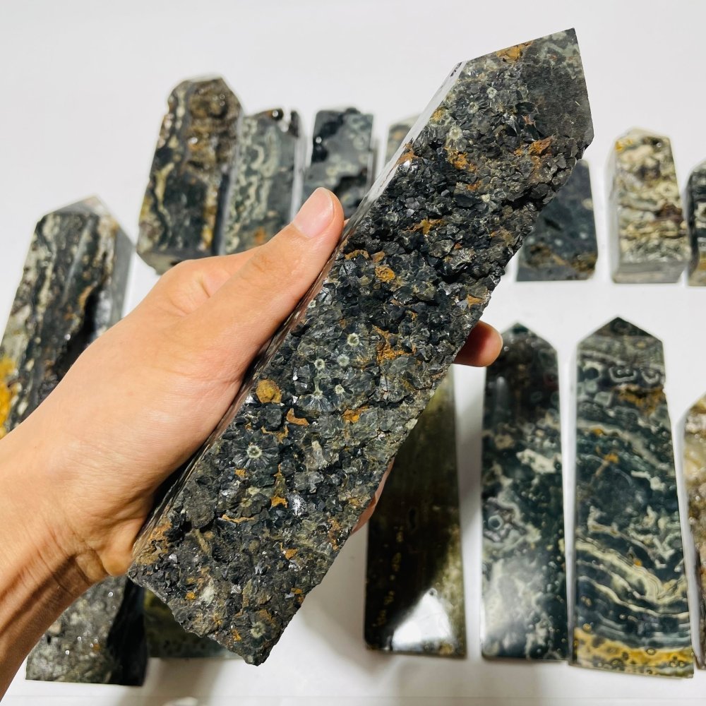 16 Pieces Green Sea Jasper Druzy Geode Tower Points -Wholesale Crystals