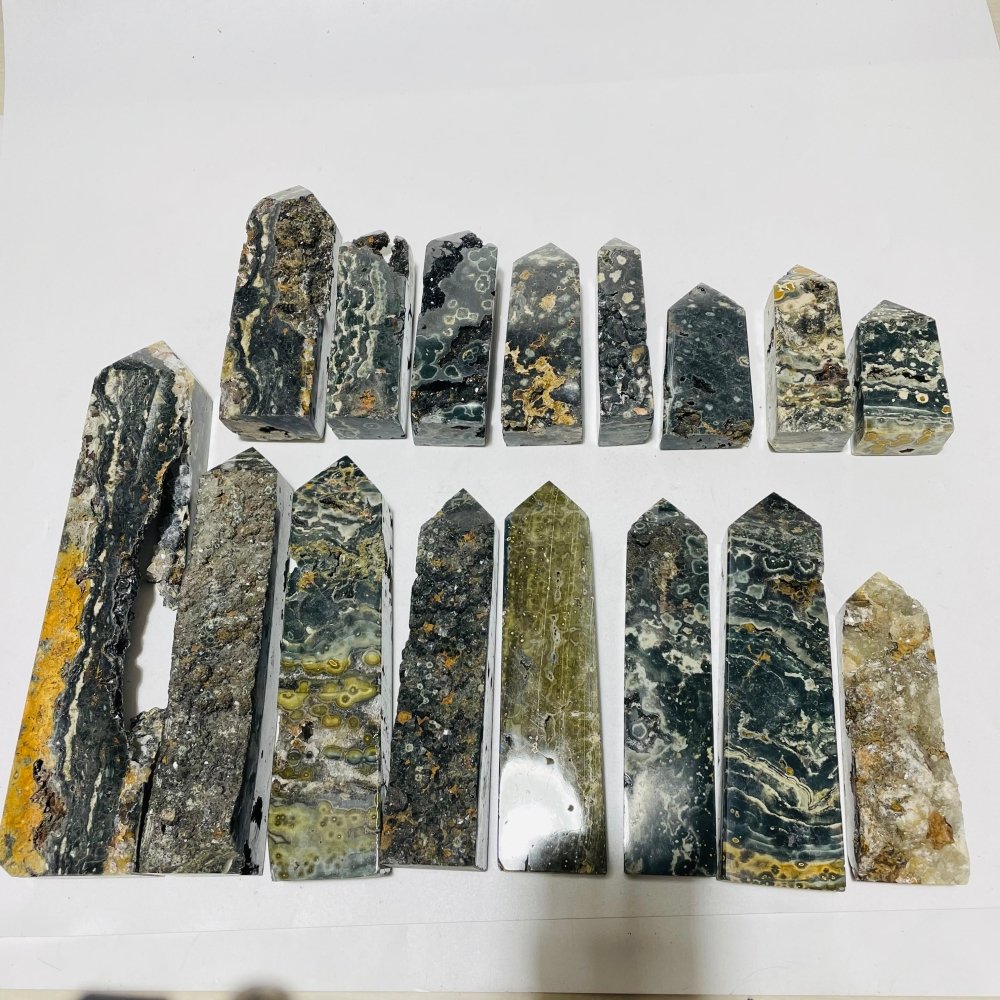 16 Pieces Green Sea Jasper Druzy Geode Tower Points -Wholesale Crystals