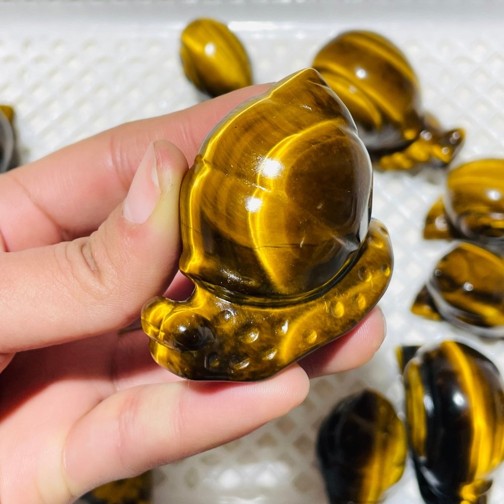 16 Pieces High Quality Tiger Eye Snails Carving -Wholesale Crystals