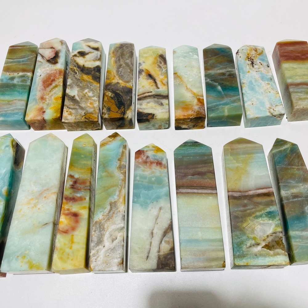 18 Pieces Caribbean Calcite Four-Sided Points -Wholesale Crystals