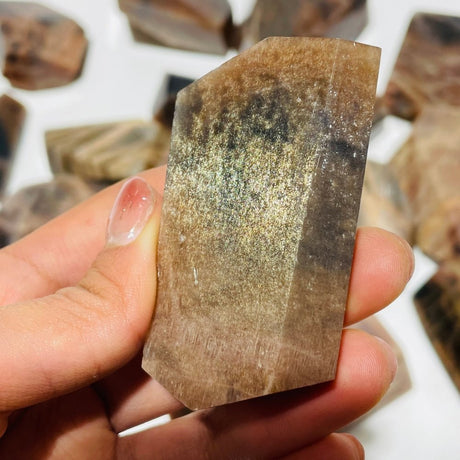 18 Pieces High Quality Large Black Rainbow Sun Stone With Hematite Free Form -Wholesale Crystals