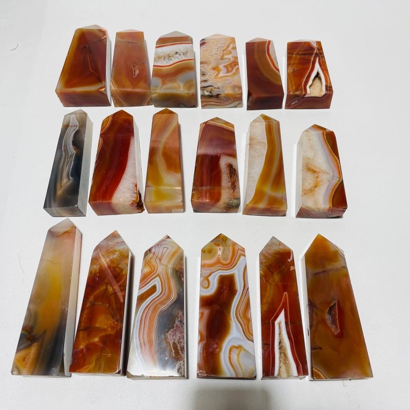 18 Pieces Natural Carnelian Four-Sided Points -Wholesale Crystals