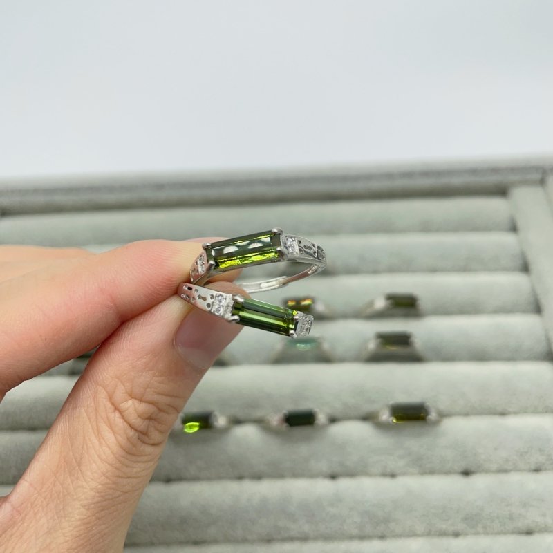 18 Pieces Sterling Silver High Grade Tourmaline Ring -Wholesale Crystals