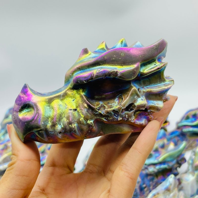 19 Pieces Large Aura Sphalerite Dragon Head Carving -Wholesale Crystals