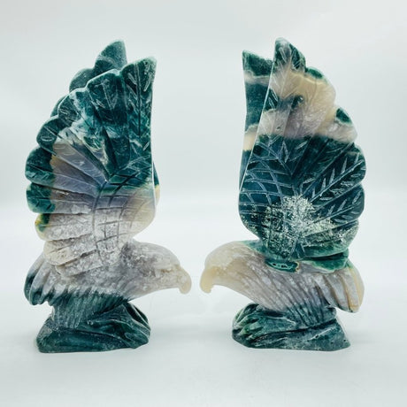 2 Pieces Ocean Jasper 1 Pair Eagle Carving -Wholesale Crystals