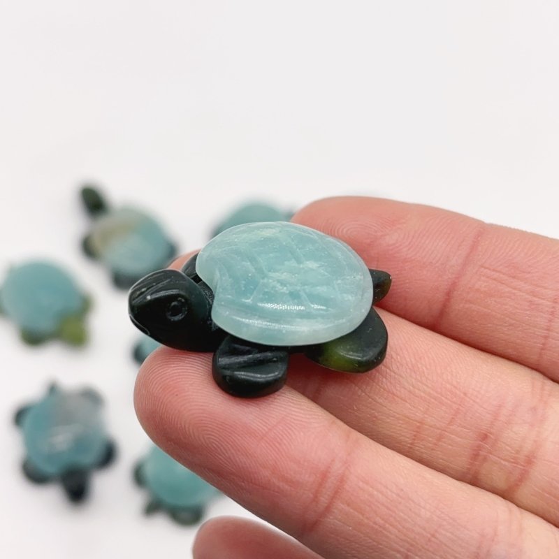 2 Types Beautiful Turtle Crystal Carving Wholesale Caribbean Calcite Chevron Amethyst - Wholesale Crystals