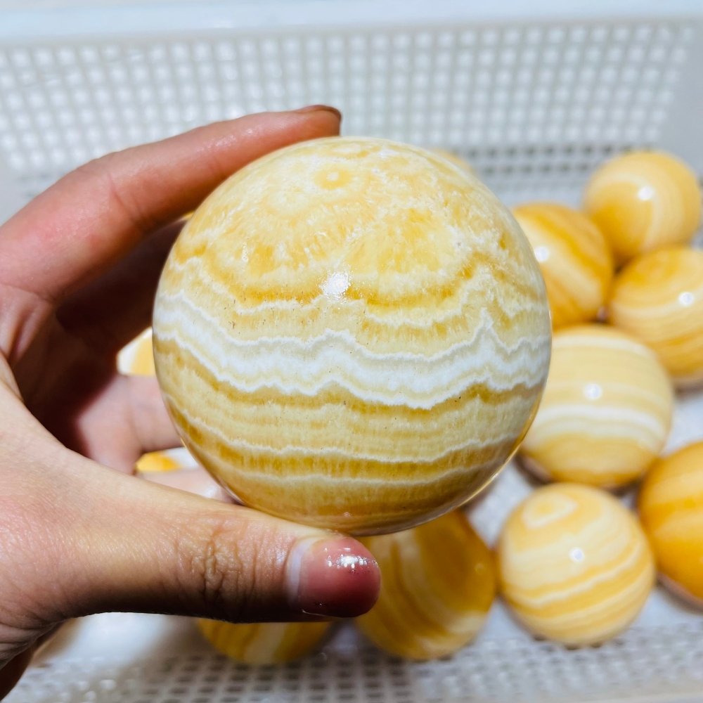 20 Pieces Large High Quality Yellow Calcite Spheres -Wholesale Crystals