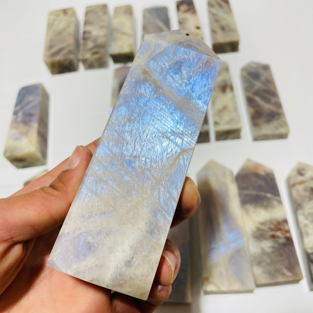 20 Pieces Large Sunstone Mixed Moonstone High Quality Four-Sided Points -Wholesale Crystals