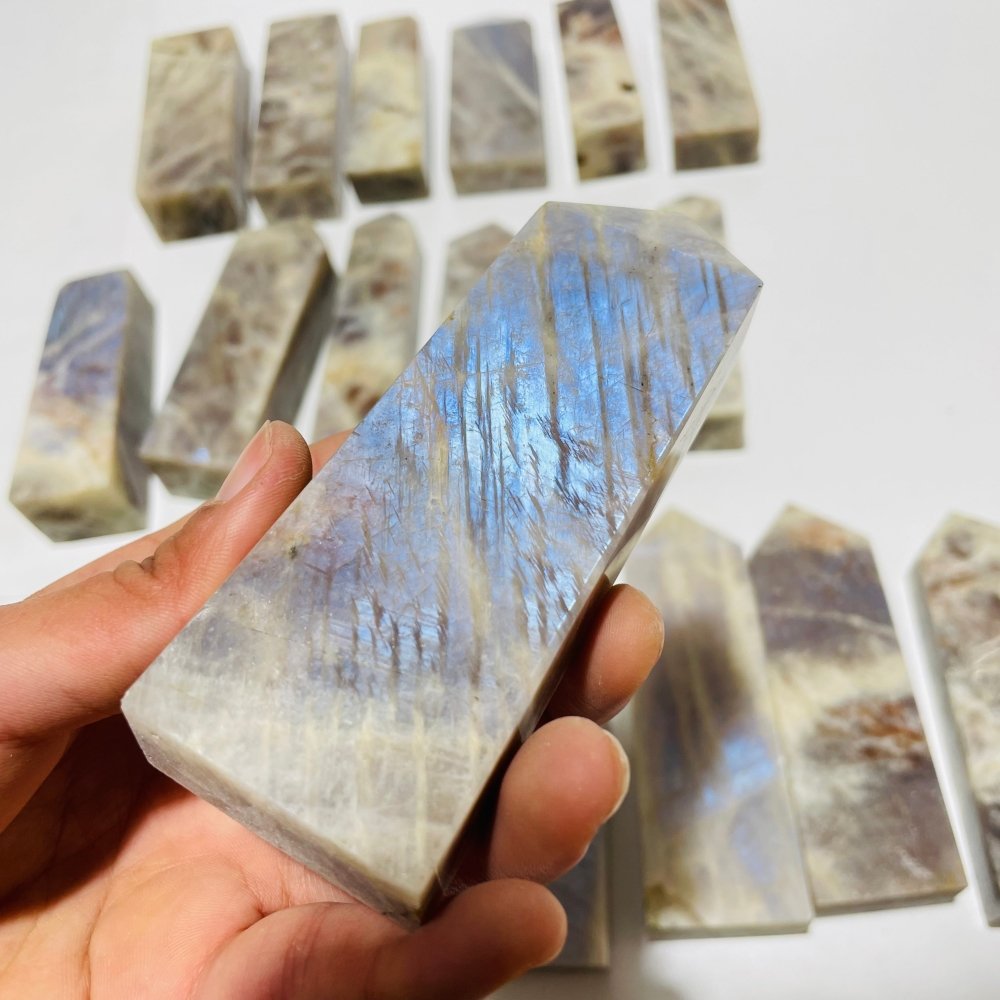 20 Pieces Large Sunstone Mixed Moonstone High Quality Four-Sided Points -Wholesale Crystals