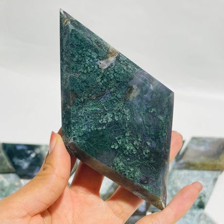 21 Pieces Large Moss Agate Rhombus Shaped -Wholesale Crystals
