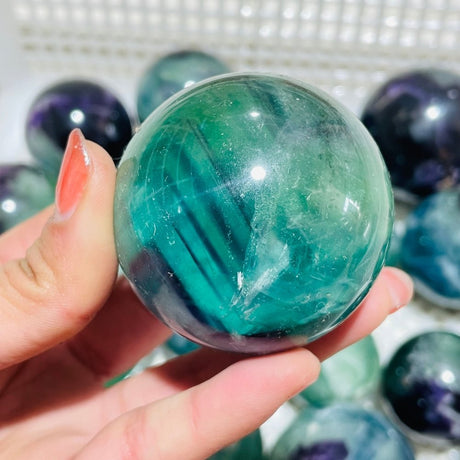 24 Pieces Feather Fluorite Sphere Ball -Wholesale Crystals