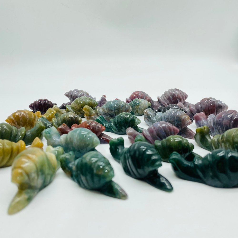 25 Pieces Ocean Jasper Snails Carving -Wholesale Crystals
