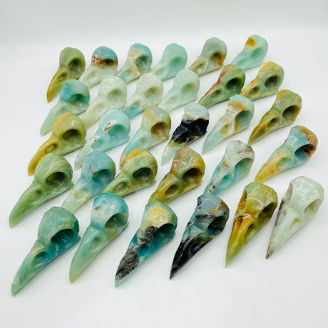30 Pieces High Quality Caribbean Calcite Crow Skull Carving -Wholesale Crystals