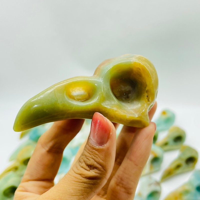 30 Pieces High Quality Caribbean Calcite Crow Skull Carving -Wholesale Crystals