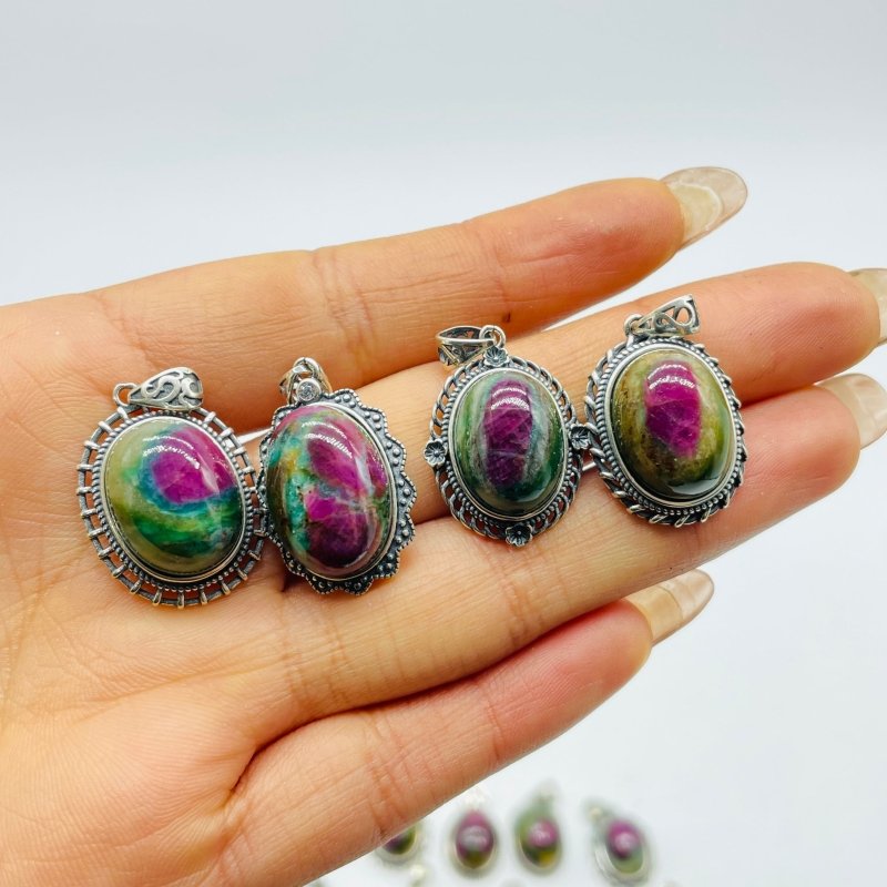 28 Pieces Sterling Silver Different Styles Ruby In Kyanite Pendant -Wholesale Crystals