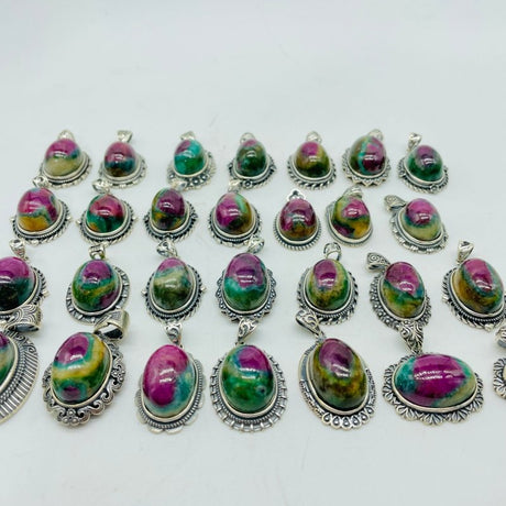 28 Pieces Sterling Silver Different Styles Ruby In Kyanite Pendant -Wholesale Crystals