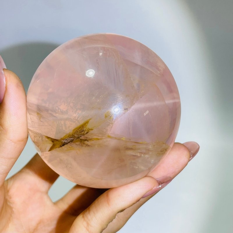 2.8in(7.1cm) Six Star Line Rose Quartz Fire Quartz Sphere -Wholesale Crystals