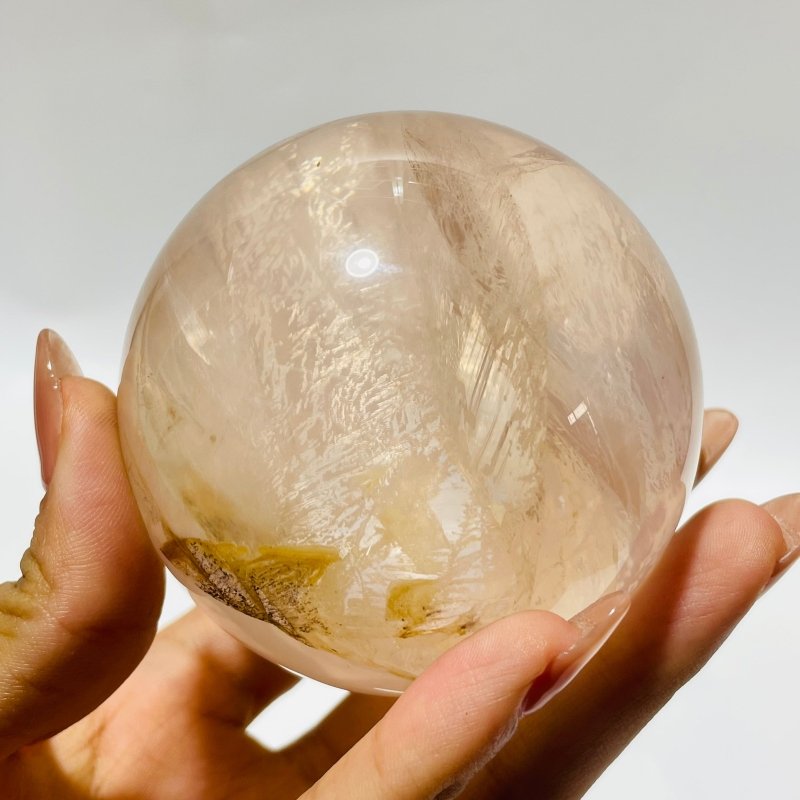 2.8in(7.1cm) Six Star Line Rose Quartz Fire Quartz Sphere -Wholesale Crystals