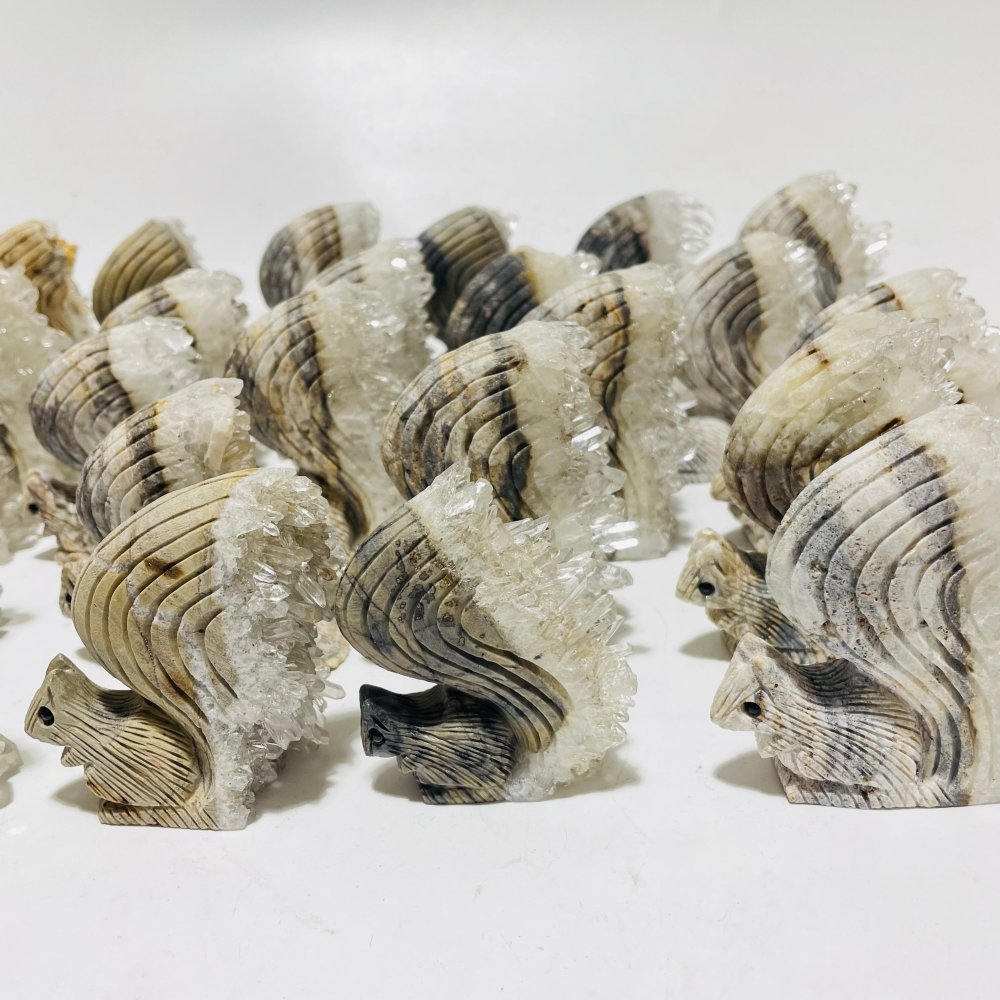 29 Pieces Clear Quartz Cluster Squirrel Carving -Wholesale Crystals