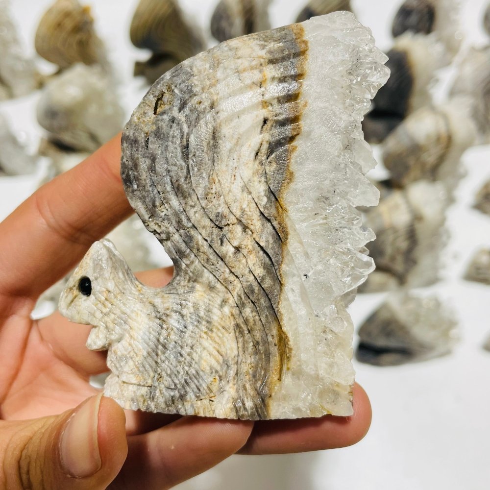 29 Pieces Clear Quartz Cluster Squirrel Carving -Wholesale Crystals