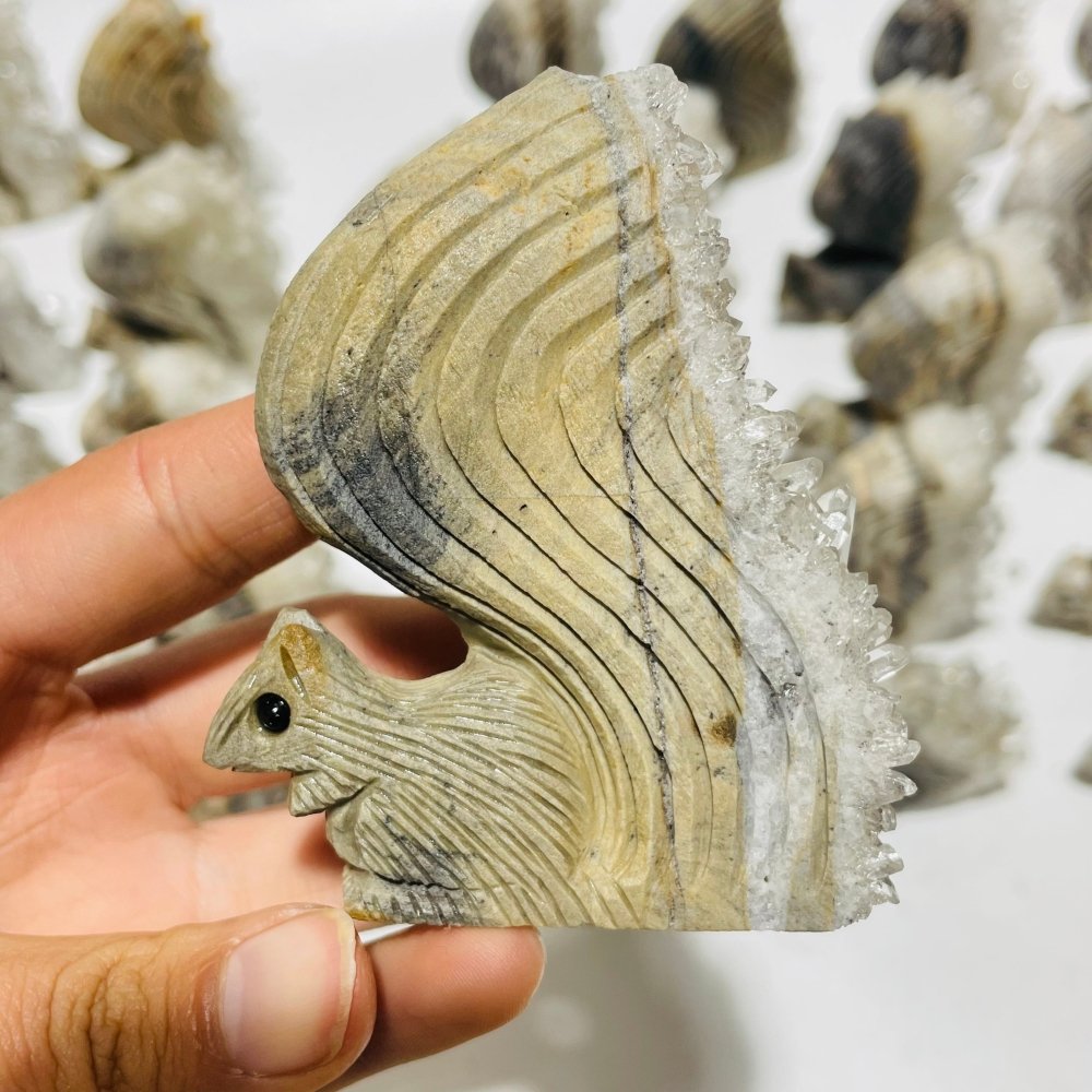 29 Pieces Clear Quartz Cluster Squirrel Carving -Wholesale Crystals