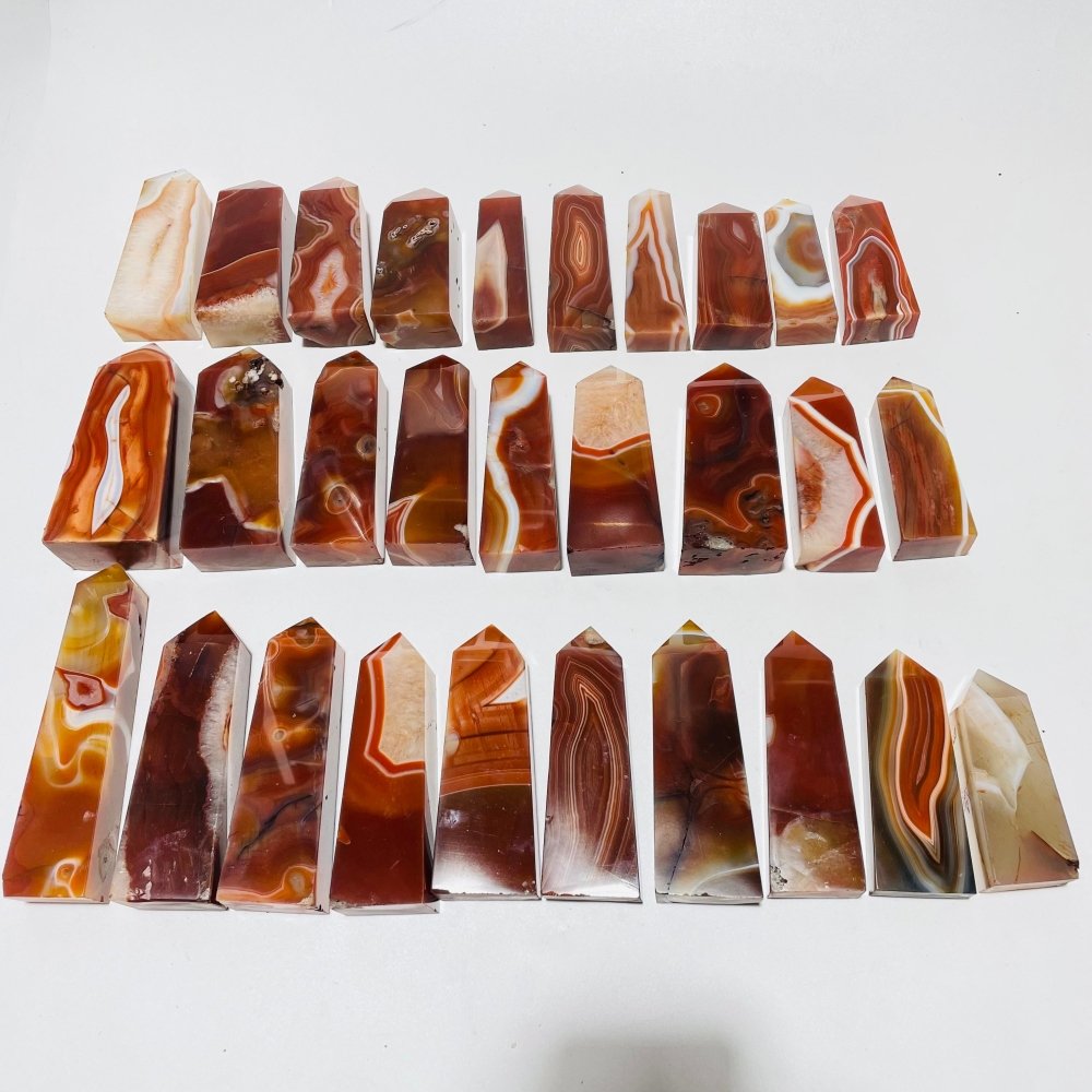 29 Pieces Fat Four-Sided Carnelian Points -Wholesale Crystals