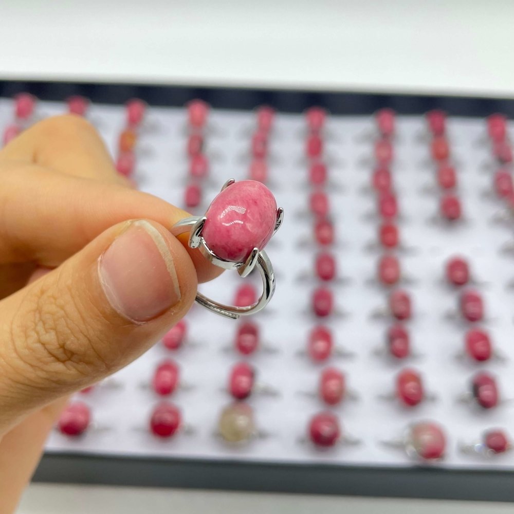 89 Pieces Pink Rhodonite Different Styles Ring -Wholesale Crystals