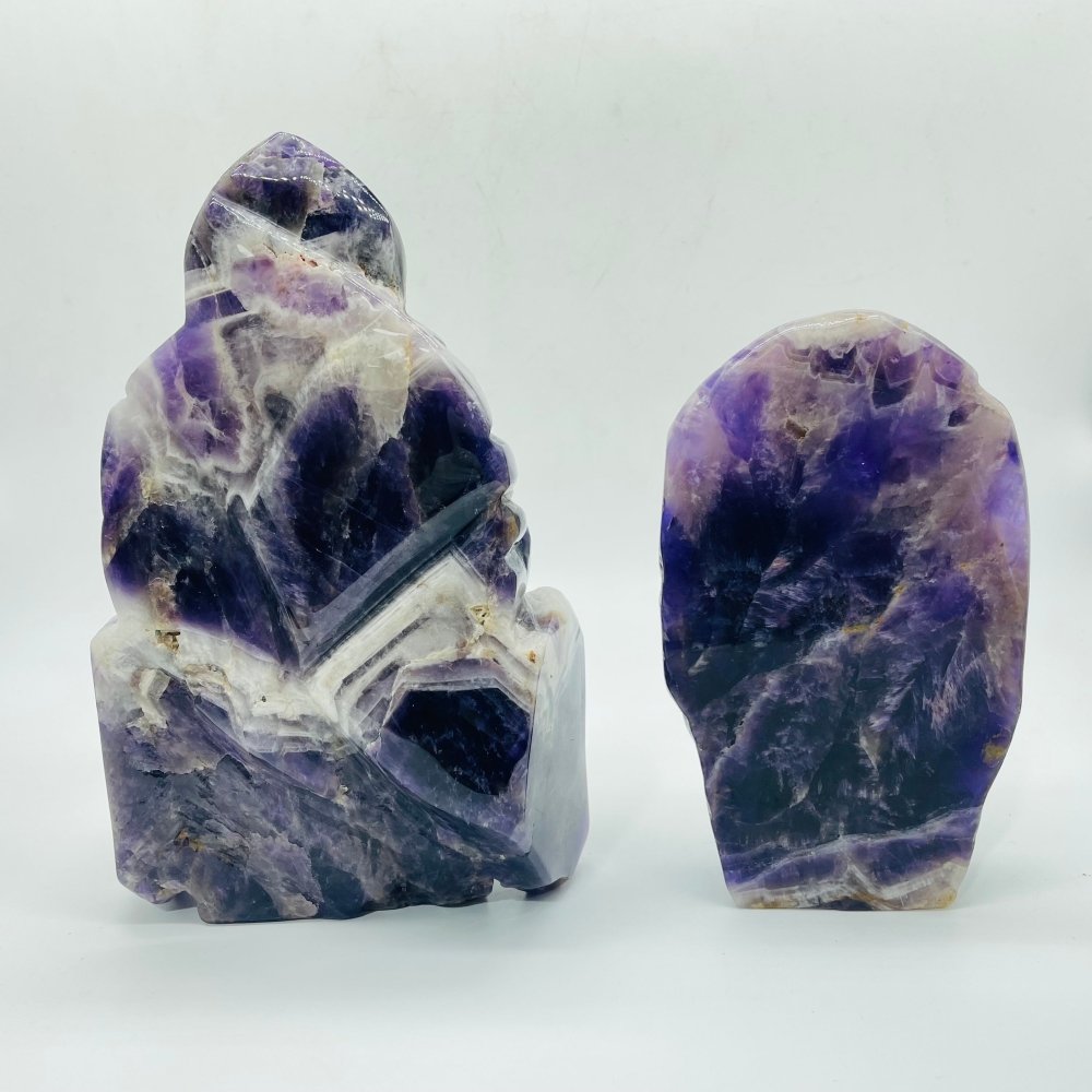 2Pieces Chevron Amethyst Indian Skull Carving -Wholesale Crystals