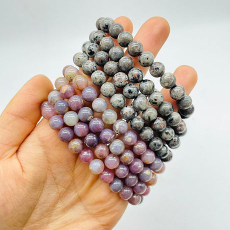 2Types Bracelet Wholesale Purple Rose Quartz Yooperlite -Wholesale Crystals