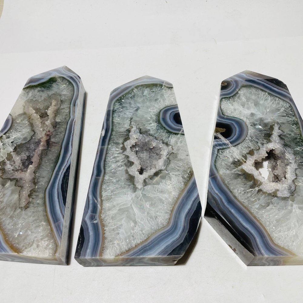 3 Pieces Beautiful Large Geode Agate Tower -Wholesale Crystals