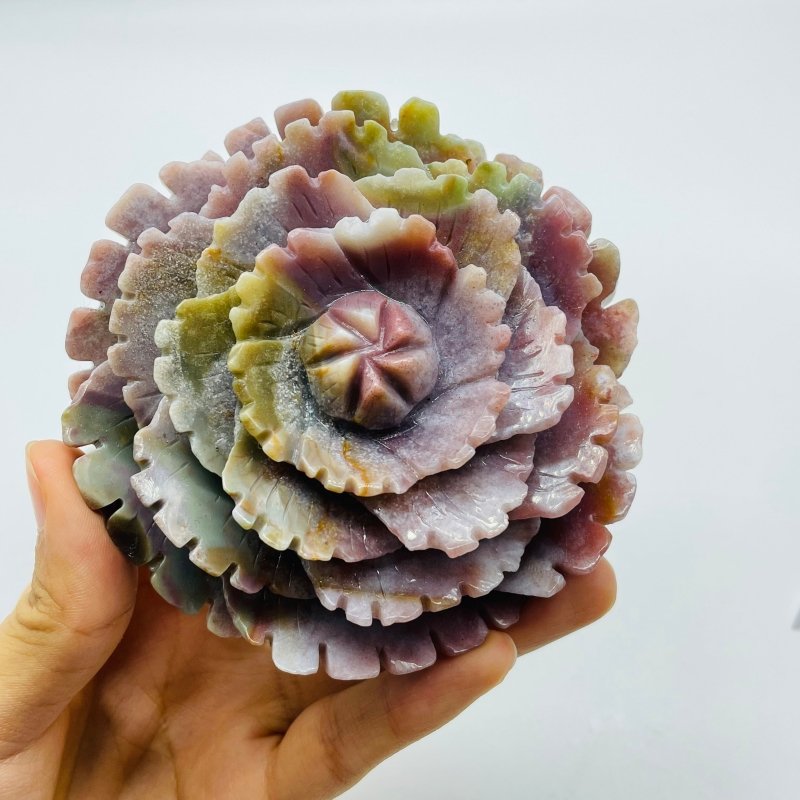 Beautiful Ocean Jasper Lotus Flower Carving Wholesale -Wholesale Crystals
