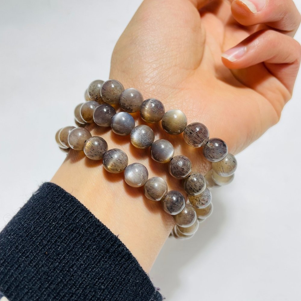 3 Pieces High Grade Black Sunstone with Hematite Bracelet (HGUB12) -Wholesale Crystals