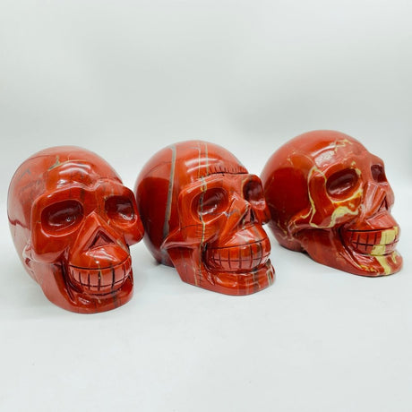 3 Pieces Large Red Jasper Skull Carving -Wholesale Crystals